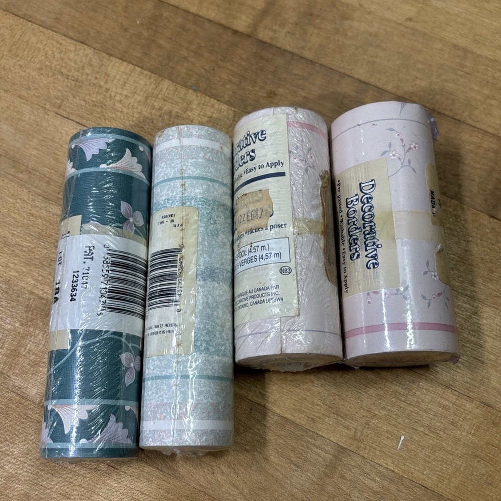 Vintage Wallpaper Border Lot 4 NOS Prepasted Floral Southwestern Retro 15 Ft